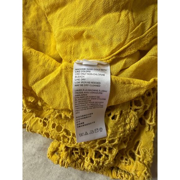 Anthropologie Yellow Lace Long Sleeve Ruffle Blouse Top Size 10 Boho‎ Romantic - Picture 4 of 4